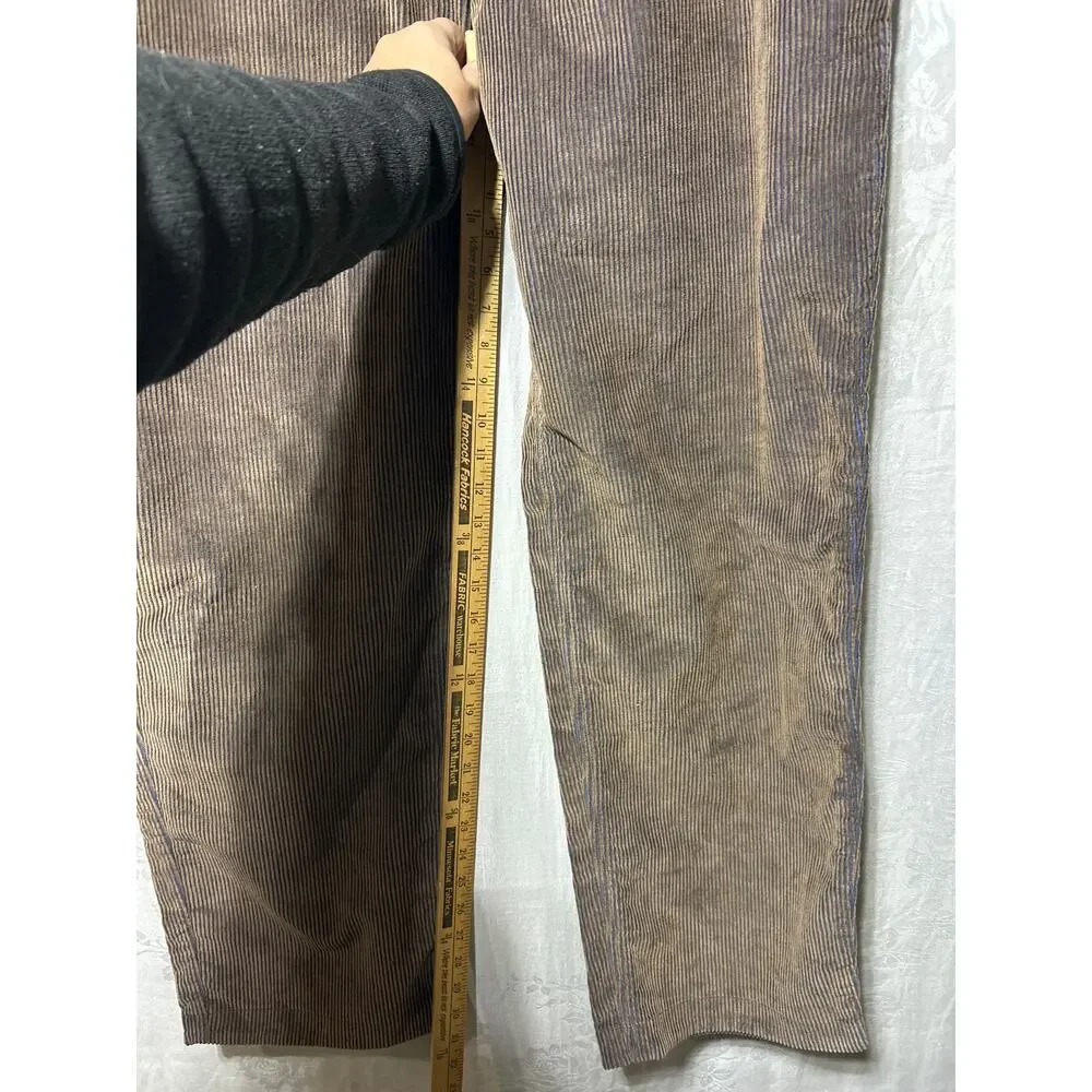 Robert Graham Corduroy Pants 36 Brown Navy Blue Baggy Wide Leg Y2K